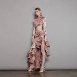Women Dresses Sexy Slit Long Sleeve Dress (Zns0409)
