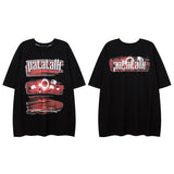 Men T Shirt Vintage Letter Print Couple Short Sleeve T-shirt
