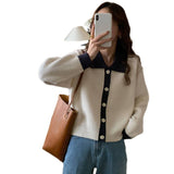 Women Knitted Cardigan Autumn Spring Retro Lapels