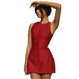 Women Dresses Spring Slim Sleeveless Short Skirt Vest Dress (Csm202403)