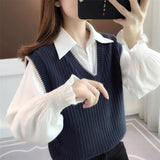 Women Knitted Pullover V-neck Knitted Vest Vest Jacket