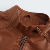 Red Leather Jacket Women's Leather Top Long Sleeve Spring and Autumn Thin Jacket