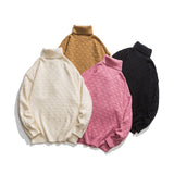 Unisex Sweater Winter Chessboard Plaid Turtleneck Sweater