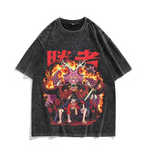 Anime Nika Luffy Washed Old Retro T-Shirt Short Sleeve