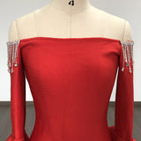 Women's Evening Dress Sexy Slim Flared Sleeve Bandage Sheath Slim Long Sleeve Dress