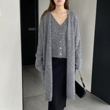 Women Knitted Two-Piece Set Knitted Two-Piece Autumn and Winter Long Vest Coat Set A3388