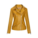 Red Leather Jacket Fall Winter Coat Women Pu Lapel Short Slim Jacket Women