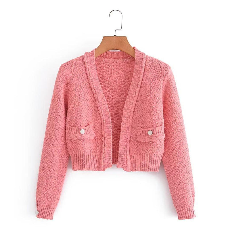 Women Sweater Knitwear Short Classic Style Knitted Cardigan