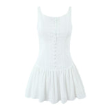 Women Dresses Summer Lace Sleeveless Backless Dress Sexy Skirt (Xds0414)