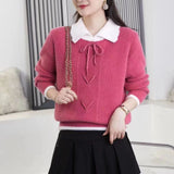Women Knitwear Spring and Autumn Lapel Knitwear Loose Sweater