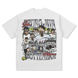 Men Vintage Football T-Shirt Vintage Hueng-Min Printed Short Sleeve T-Shirt Washed Crew Neck Loose