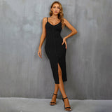 Women Dress Sexy V-neck Slim Fit Hip Bag Party Sling Dress