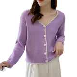 Women Knitwear Autumn V-neck Sweater Loose Knitted Cardigan