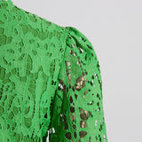Women Dresses Spring Stand Collar Embroidery Hollow Dress (Qymy0409)