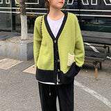 Women Knitwear Autumn and Winter V-neck Sweater Loose Knitted Cardigan