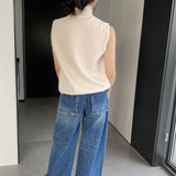 Women Knitted Two-Piece Set Turtleneck Vest Cardigan Knitted Two-Piece X3050