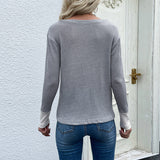 Women Knitted Sweater Loose V-neck Patchwork Leopard Print Sweater Top
