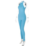 Women Jumpsuit Summer Backless Slim Fit Yoga Sports Jumpsuit (Hawthaw0412)