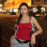 Women Tops Spring Slim-Fitting Suspenders Vest Sexy Backless Bow Top