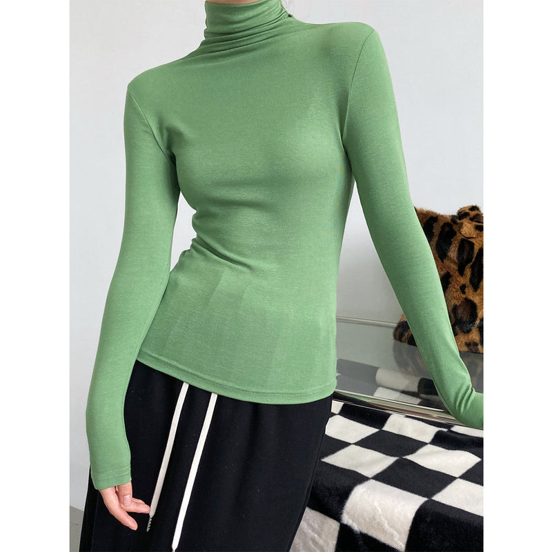 Women T Shirt Modal Turtleneck Long Sleeve T-shirt