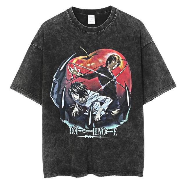 Washed retro men's short-sleeved t-shirt summer, printed t-shirt