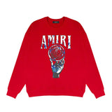Amiri Long-Sleeve Shirt Personality Printed Crew Neck Sweatshirt