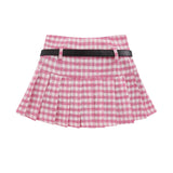 Women Skirt Plaid Pleated Skirt with XINGX Belt Waist Casual Skirt Skirt