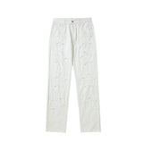 Men Sweatpants Five-Pointed Star Embroidered Straight-Leg Trousers Solid Color Loose Jeans