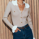 Women Knit Top Elegant Knitted Cardigan Single-Breasted Sweater