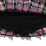 Women Skirt Plaid Pleated Skirt Girls Summer Casual Miniskirt Embroidered A- line Skirt