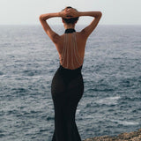 Women Dresses Summer Slim Fit Backless Vacation Jumpsuit
