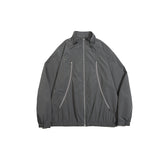 Unisex Jacket Vintage Zipper Stand Collar Coat for Men and Women Same Style Loose-Fitting Workwear Jacket