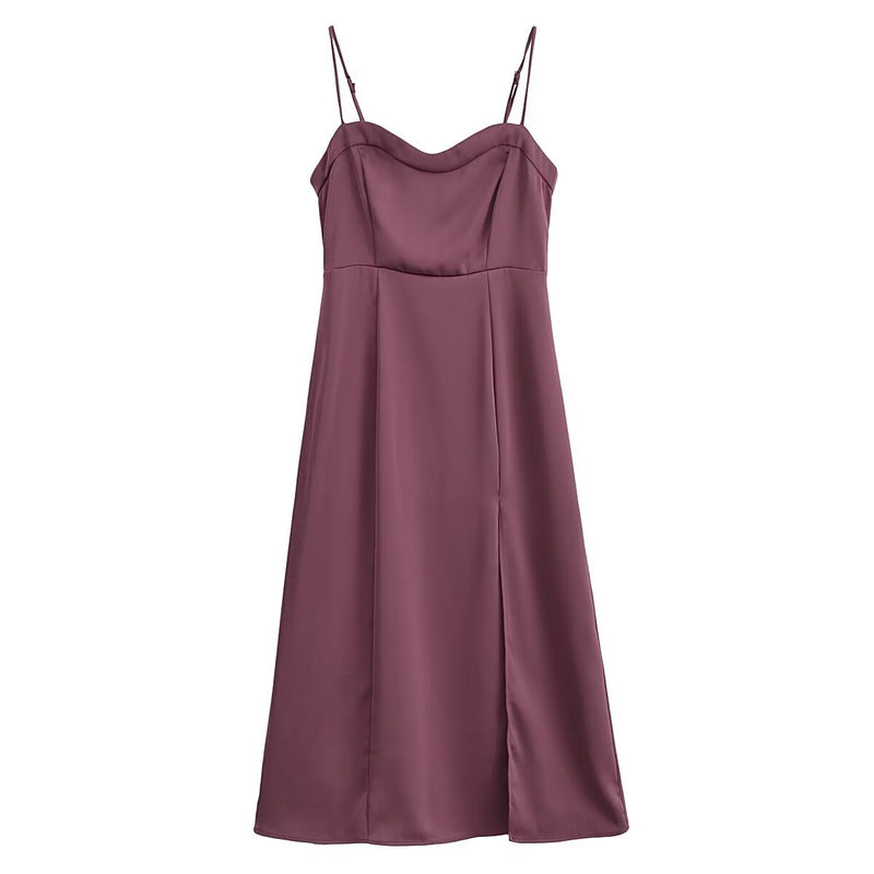 Women Dresses Summer Retro Slit Sling Dress (Xds0414)