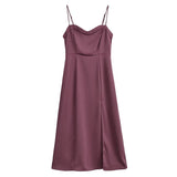 Women Dresses Summer Retro Slit Sling Dress (Xds0414)