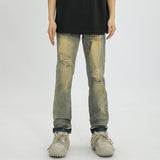Men Jeans Ripped Straight Jeans Men and Women Loose Slim Trousers