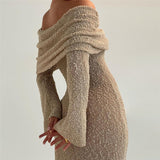 Beach Sweater Dress Autumn Sexy Backless Slim Fit Long Dress