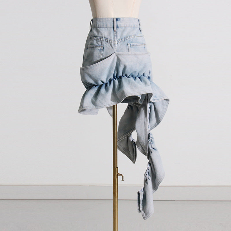 Women Dresses Spring Denim Skirt Vintage Sheath Skirt (Qymy0409)