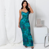 Women Dresses Spring Sexy Backless Printing Slip Dress
