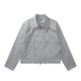 Women Jacket Autumn Zipper Casual Solid Color Polo Collar Pilot Jacket