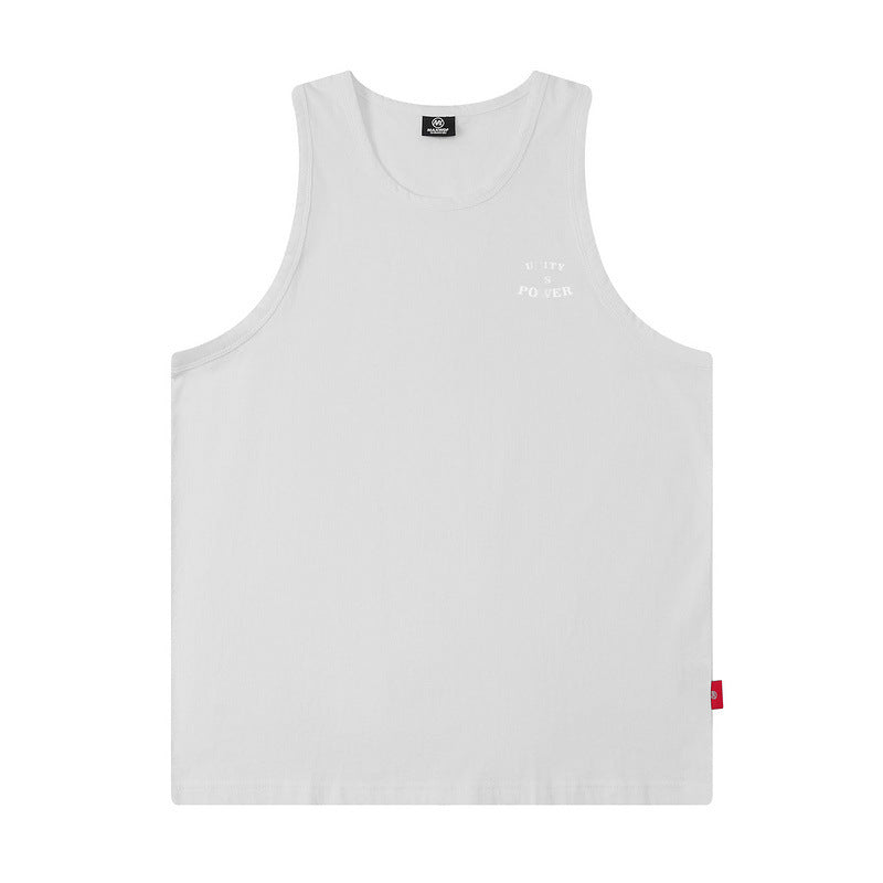 Men Vest Vintage Letter Print Cotton Base Shirt Men and Women