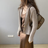 Women Cardigan Sweater Autumn Winter Retro Twist Knitted Cardigan Jacket V-neck Long Sleeve Sweater 8t3102