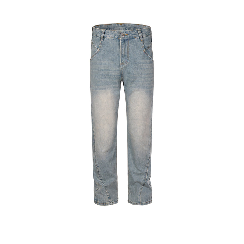 MIJKO Men's Vintage Pants MIJKO Design Washed Trousers Men's and Women's Slim-Fit Jeans
