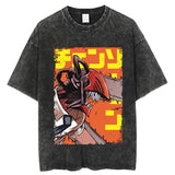 Vintage washed anime cotton T-shirt Harajuku