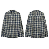 Unisex Vintage Shirt Long Sleeve Checked Shirt