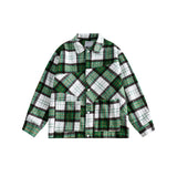 Unisex Jacket Polo Collar Jacket Men's and Women's Loose Plaid Jacket