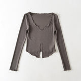 Women Sweater Knitwear V-neck Thin Bottoming Shirt Fall Sexy Long Sleeve T-shirt
