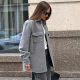 Women Trench Coat Vintage Woolen Coat Autumn and Winter Loose