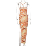 Women Dresses Summer Slim Fit Sexy Backless Slit Sling Dress