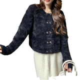 Women Knitwear Autumn and Winter round Neck Sweaters Cardigan