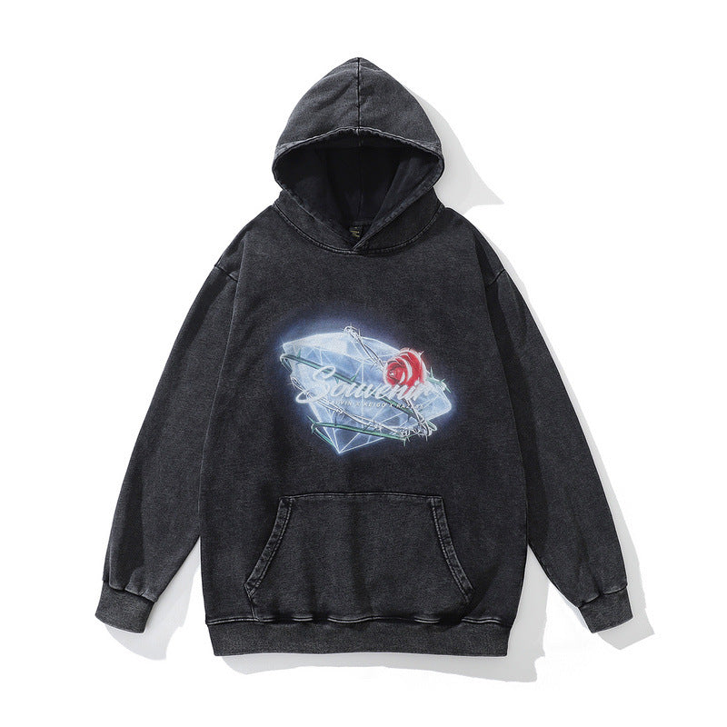 Men Hoodie Retro Hooded Sweater Men's Washed Distressed Hip Hop Oversize Couple Hoodies